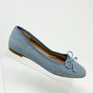 Aqua Women's Glee Light Blue Fabric Ballet Flats with Bow Detail Size 7M